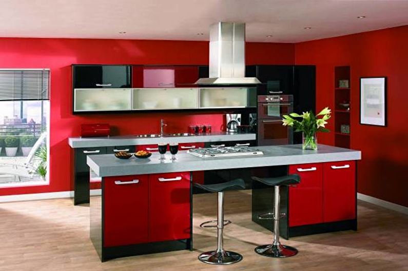 Red and black kitchen - Interior Design photo