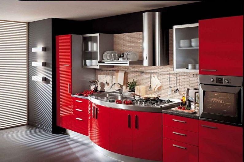 Red and black kitchen - Interior Design photo