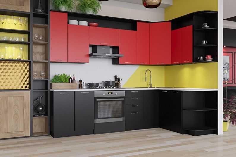 Red and black kitchen - Interior Design photo