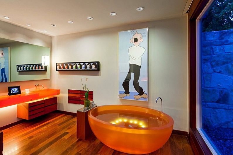 Minimalism Red Bathroom - Interior Design