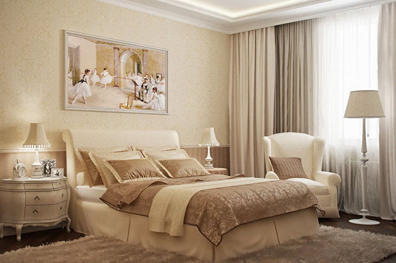 Beige bedroom - interior design photo