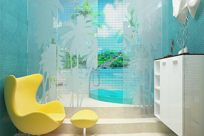 Minimalist Turquoise Bathroom - Interior Design