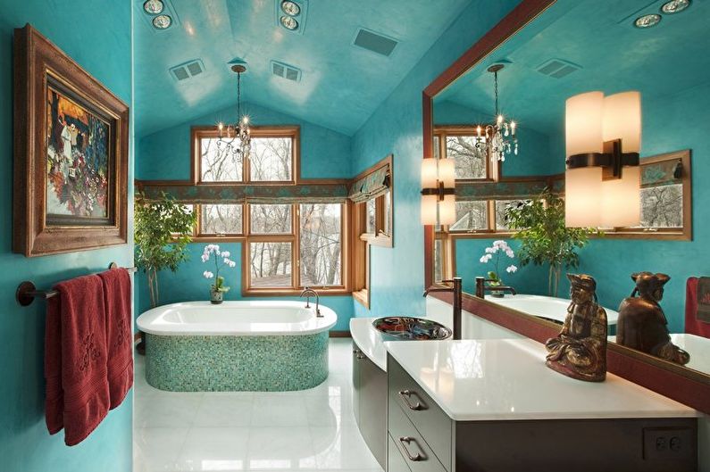 Turquoise bathroom in oriental style - Interior Design