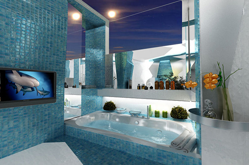 Turquoise bathroom in a marine style - Interior Design
