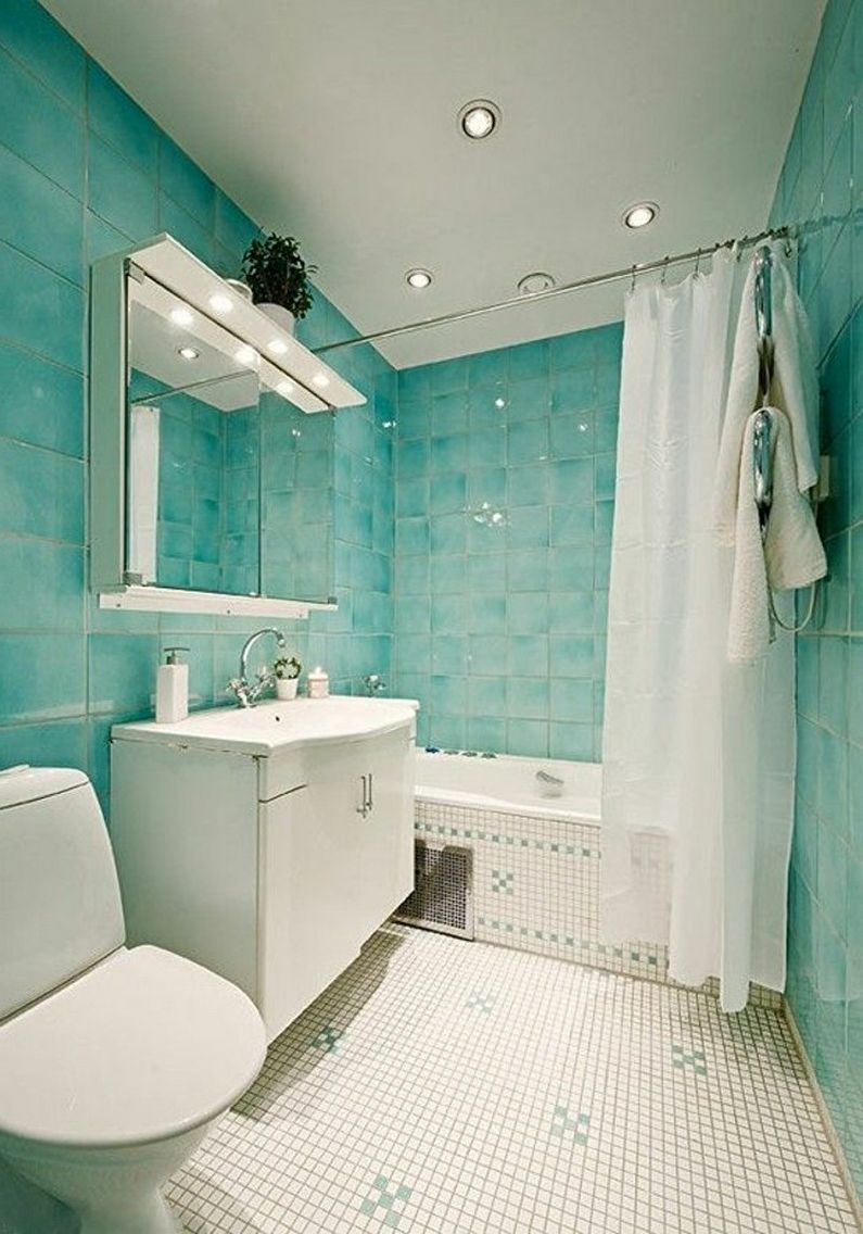 Turquoise Bathroom Design - Ceiling Finish