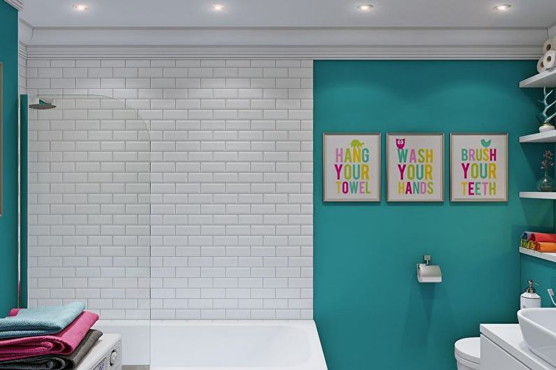 Turquoise Bathroom Design - Decor and Lighting