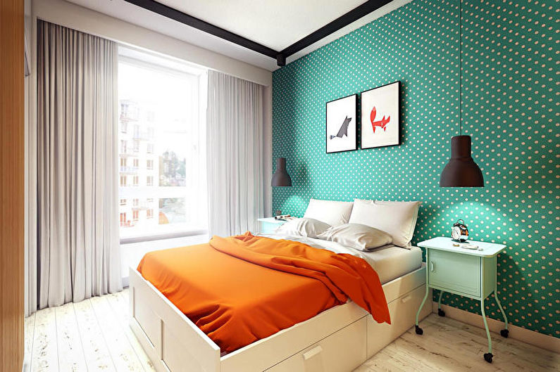 Turquoise bedroom in a modern style - Interior Design