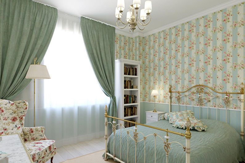 Turquoise bedroom in Provence style - Interior Design
