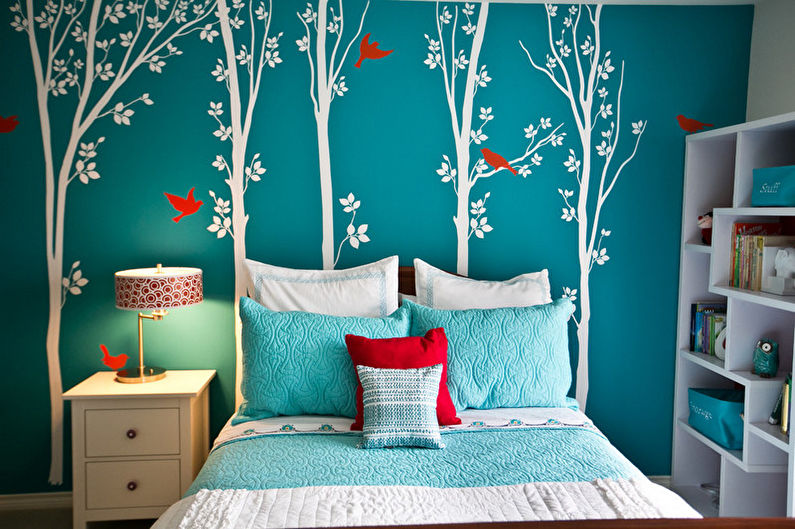 Turquoise bedroom - interior design photo