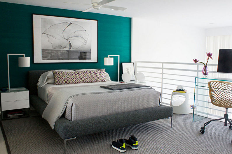 Turquoise bedroom - interior design photo
