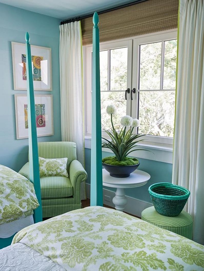 Turquoise bedroom - interior design photo