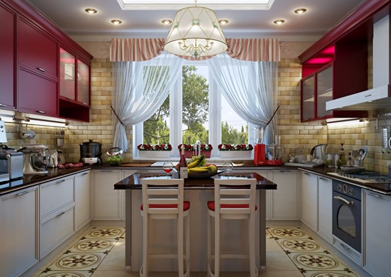 Curtains in the kitchen - photo