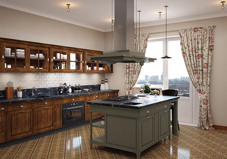 Curtains in the kitchen - photo