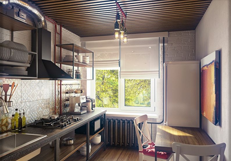 Curtains in the kitchen - photo
