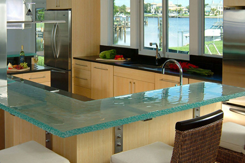 Glass bar counter for kitchen