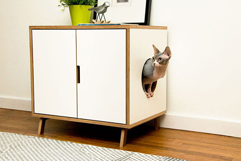 Cat house built into furniture