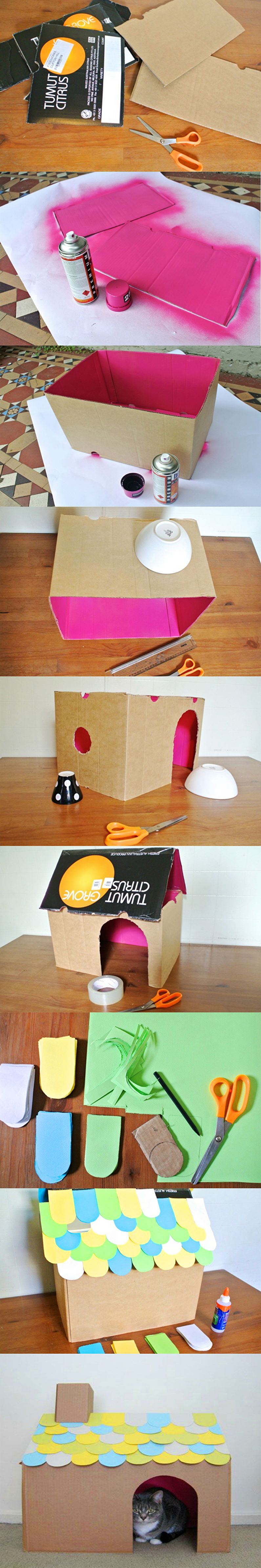 DIY Cat House - Simple Cardboard House