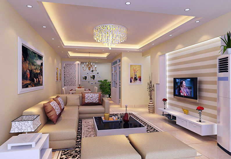 False ceiling in the living room - photo
