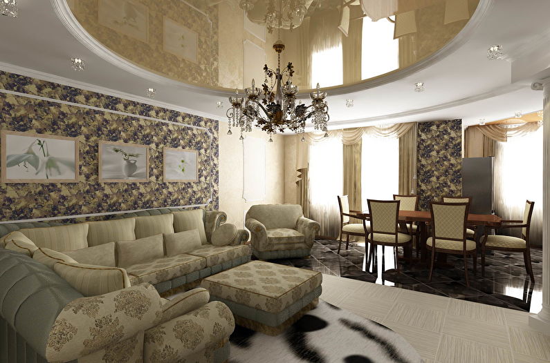 False ceiling in the living room - photo