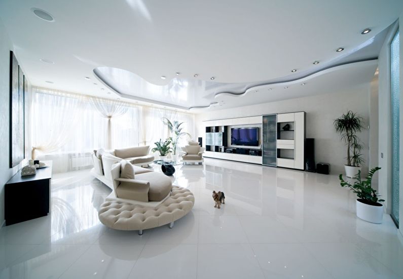 False ceiling in the living room - photo