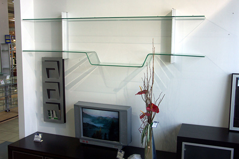 Glass or mirror wall shelves