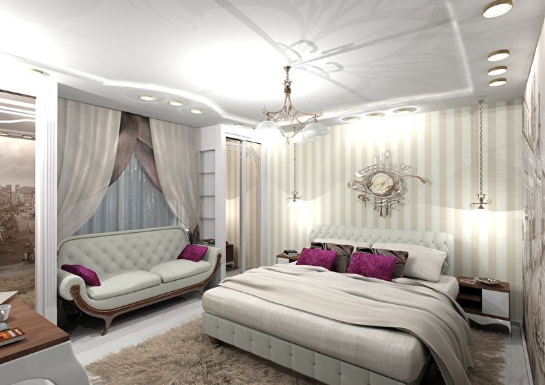Bedroom in the classical style, 16 sq.m.