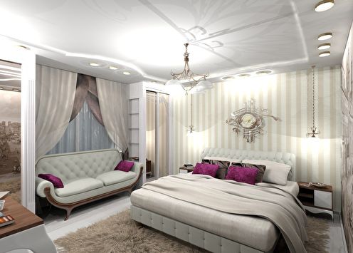 Bedroom in the classical style, 16 sq.m.