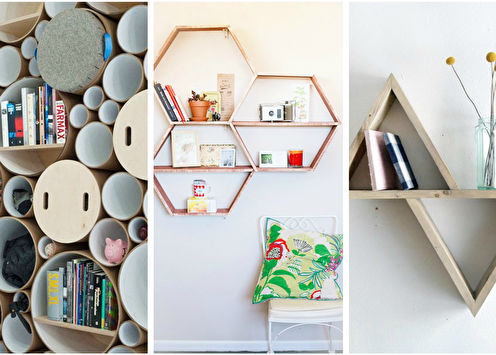 Wall-mounted shelves: 62 original ideas