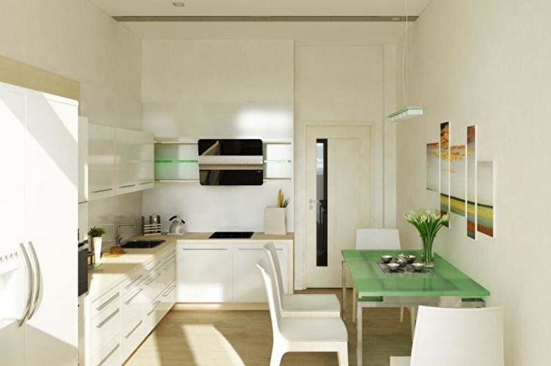 Modular paintings in the interior of the kitchen