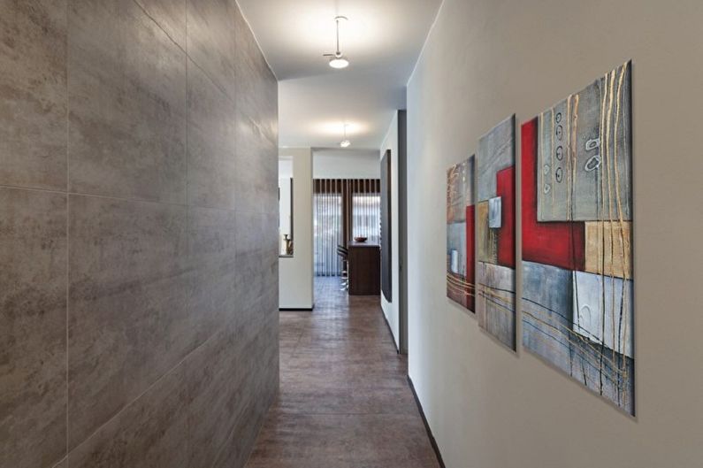 Modular paintings in the interior of the hallway