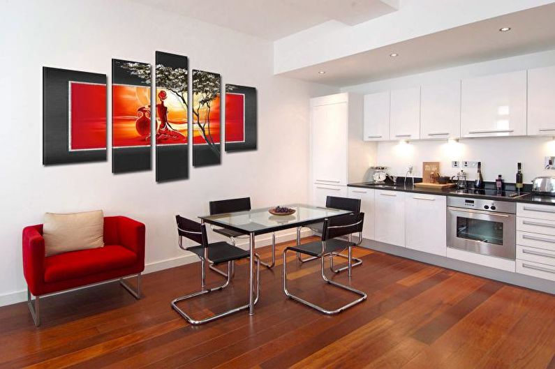 Modular paintings in the interior - photo