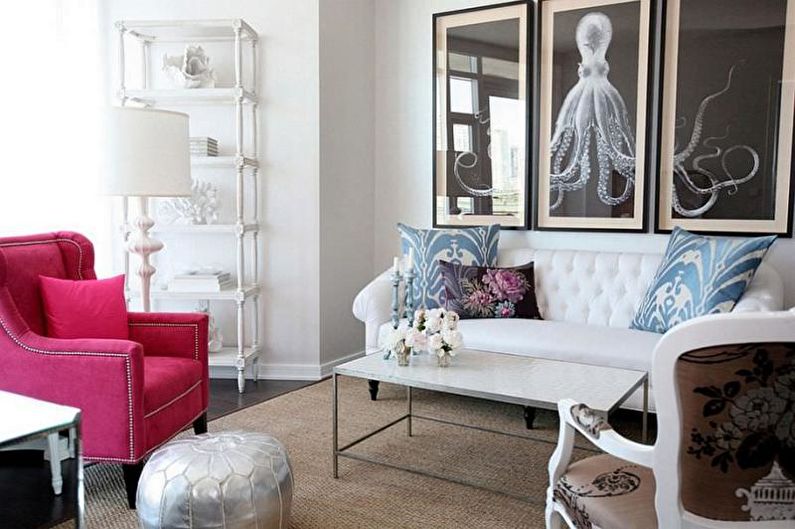 Modular paintings in the interior - photo