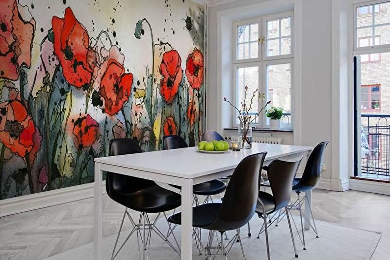Wall mural in the interior of the kitchen - photo