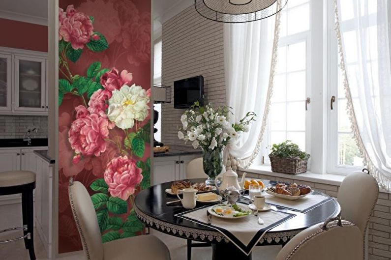 Wall mural in the interior of the kitchen - photo
