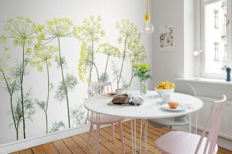 Wall mural in the interior of the kitchen - photo