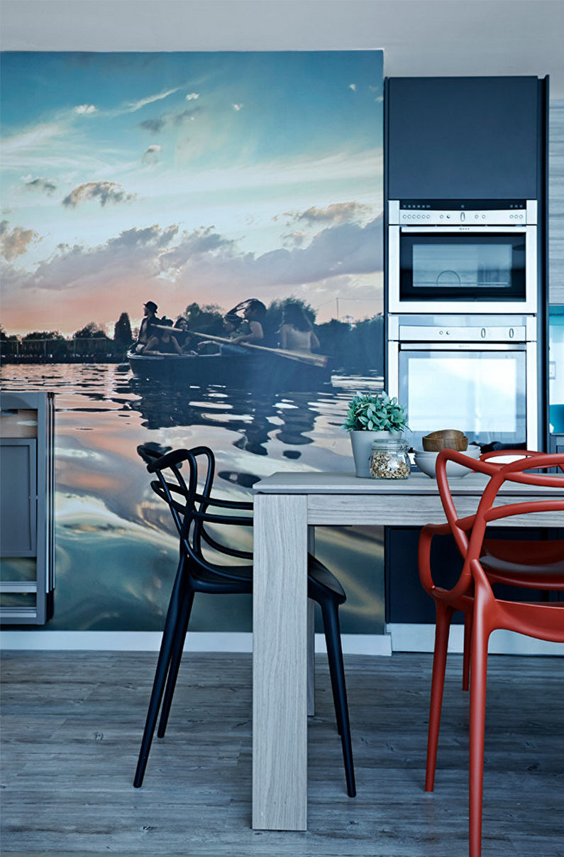 Wall mural in the interior of the kitchen - photo