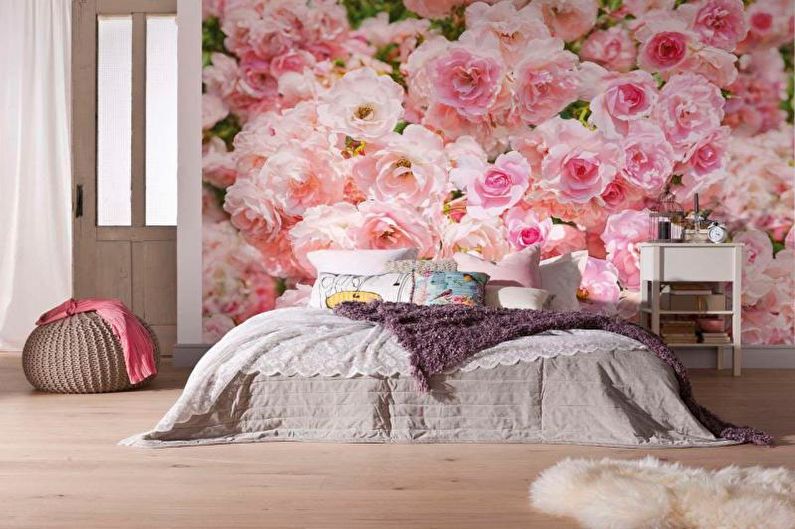 Wall mural in bedroom interior - photo