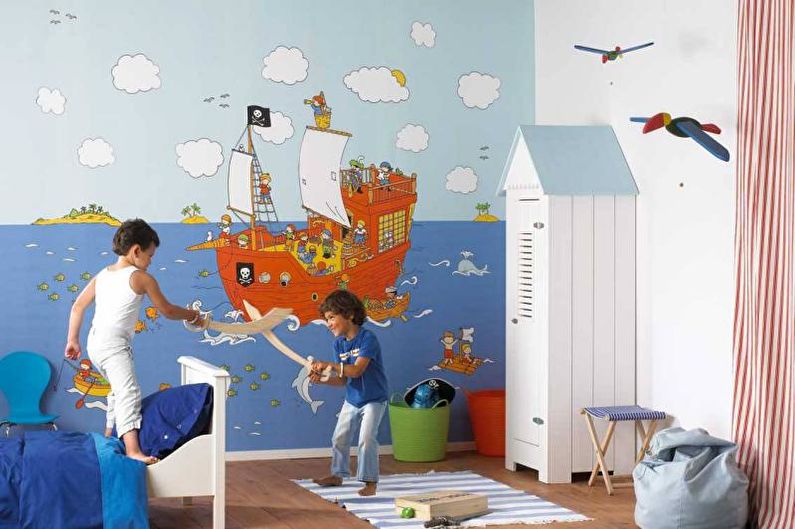 Wall mural in the interior of a children's room - photo