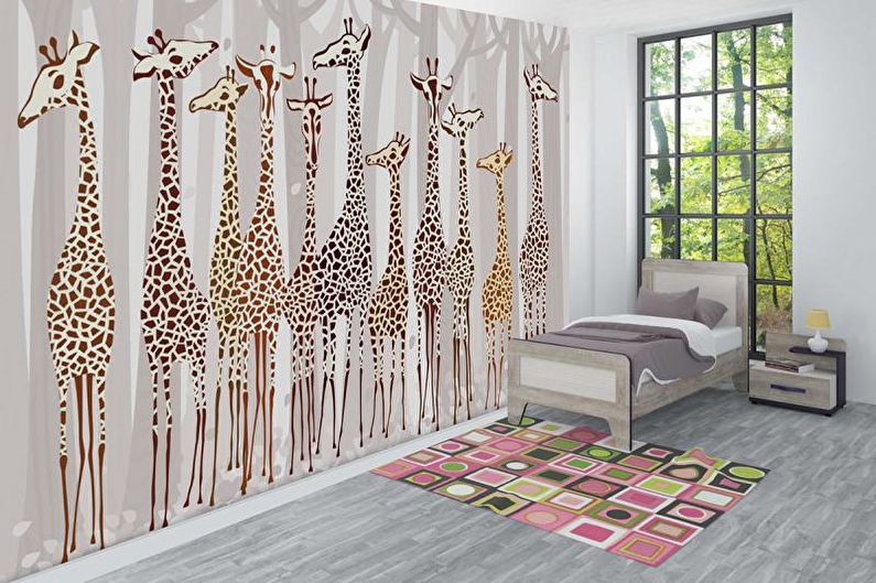 Wall mural in the interior of a children's room - photo