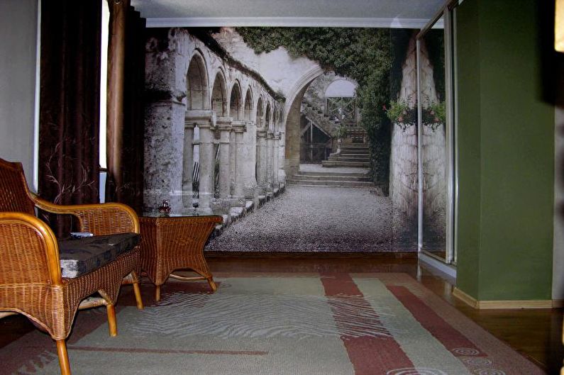 Wall mural in the hallway interior - photo