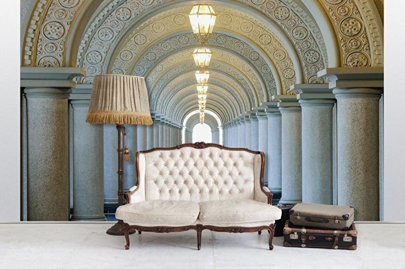 Wall mural in the hallway interior - photo
