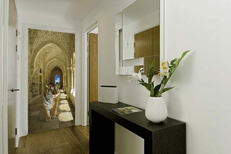 Wall mural in the hallway interior - photo