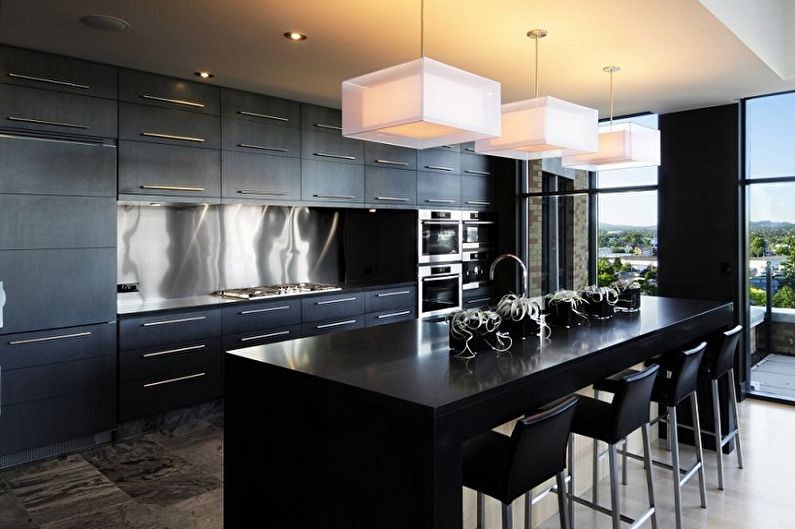 Cuisine noire dans un style moderne - Design d'intérieur