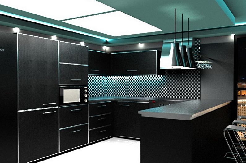 Cuisine noire high-tech - Design d'intérieur