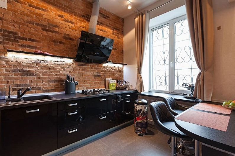 Cuisine de style loft noir - Design d'intérieur