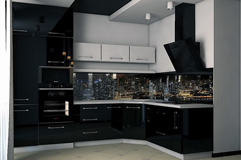 Design de cuisine noir - fini tablier
