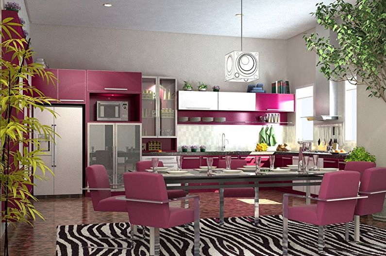 Pink kitchen - interior design photo