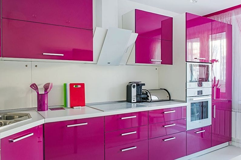 Pink kitchen - interior design photo