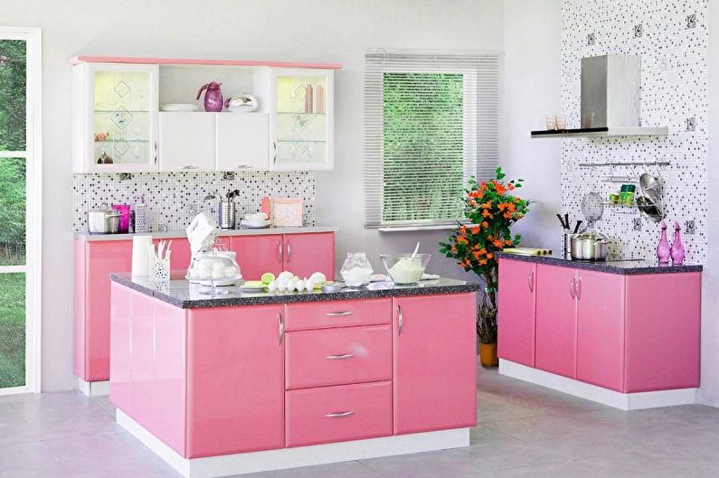 Pink kitchen - interior design photo