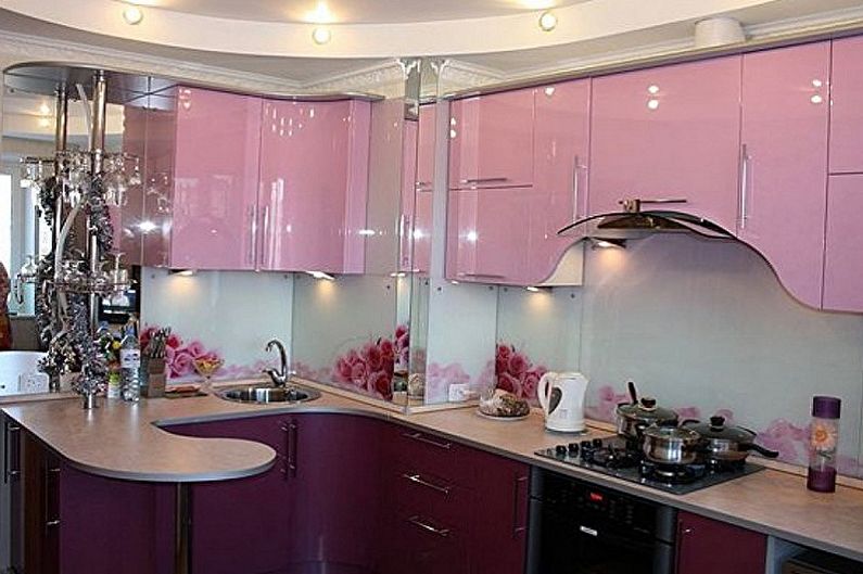 Pink kitchen - interior design photo